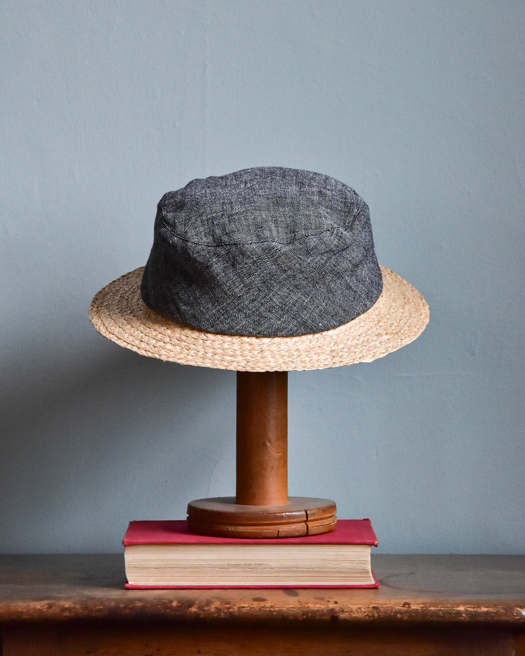 cauda | canotier herringbone linen gray BUS / rafia