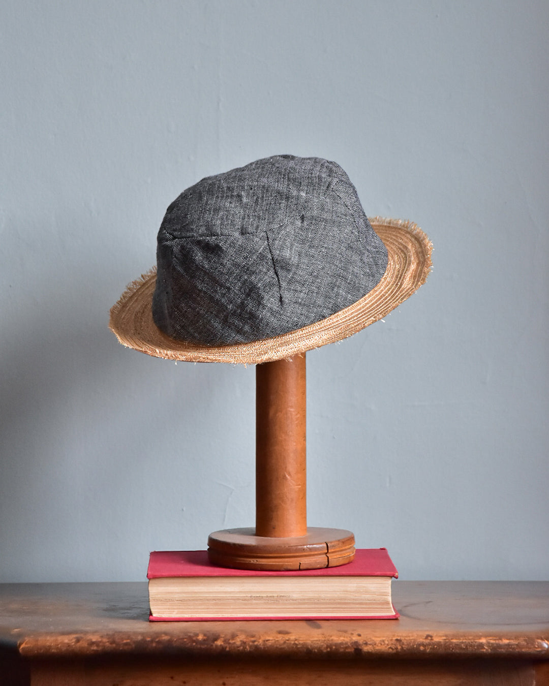 cauda | canotier herringbone linen gray EGG / hemp