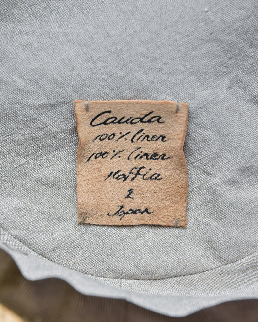 cauda | canotier herringbone linen gray EGG / rafia