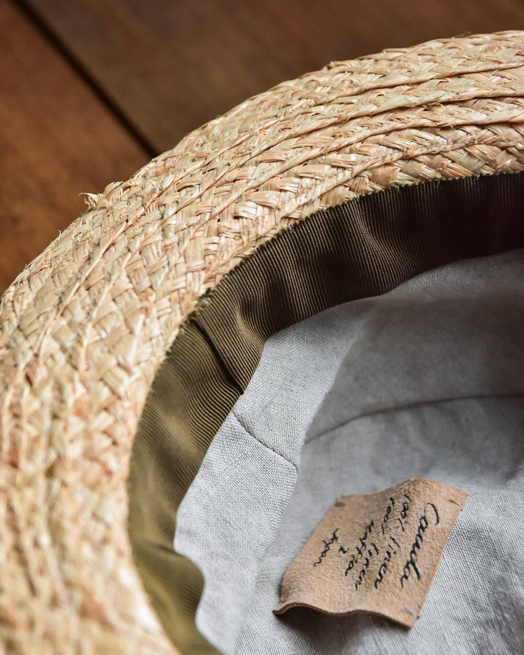 cauda | canotier herringbone linen gray EGG / rafia