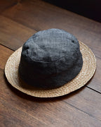 cauda | canotier herringbone linen gray EGG / rafia