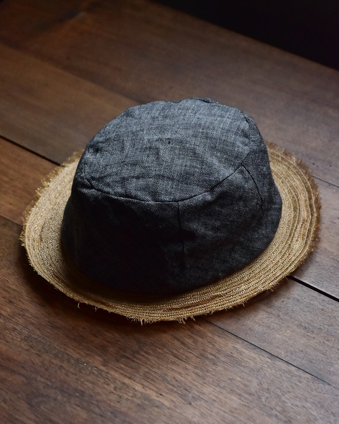 cauda | canotier herringbone linen gray EGG / hemp