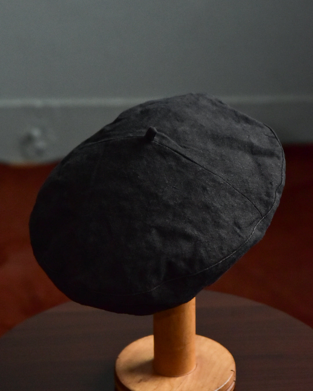 cauda / volume beret -1950s French vintage linen black